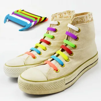 

No Tie laces Silicone Elastic Running Shoelaces with Multicolor all Sneaker Shoe Lace 12pcs/pack