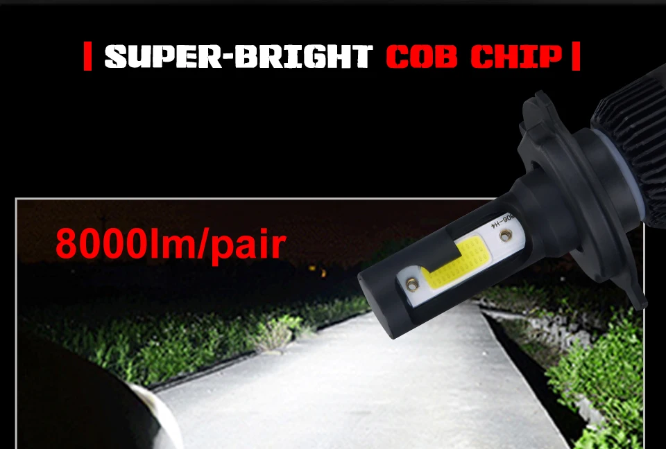 MeeToo H7 Led Car Headlight H4 LED H1 H11 HB4 HB3 9005 9006 72W 8000LM Bright Car Headlights Fog Light 12V Auto Headlamp 6500K  (2)