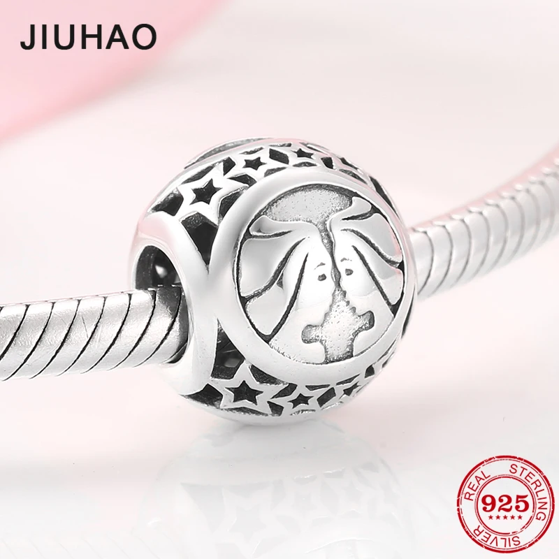

Round Gemini 12 Constellation Beads Fit Original Pandora Charms Bracelets Bangles Women 925 Sterling Silver Jewelry Making