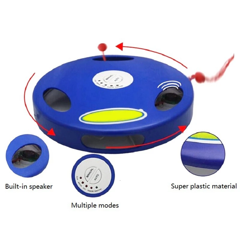 Электрическая игрушка для кошек, умная, скручивающая, переносная, имитация мыши, пищалка, игрушки для кошек, ловля мышей, автоматический поворотный стол, игрушка для кошек - Цвет: Синий