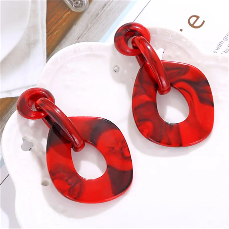 

2018 Women's Korea Hot Fashion DIY Long Statement Round Earrings Geometric Irregular Acrylic Drop Earrings For Women Jewelry