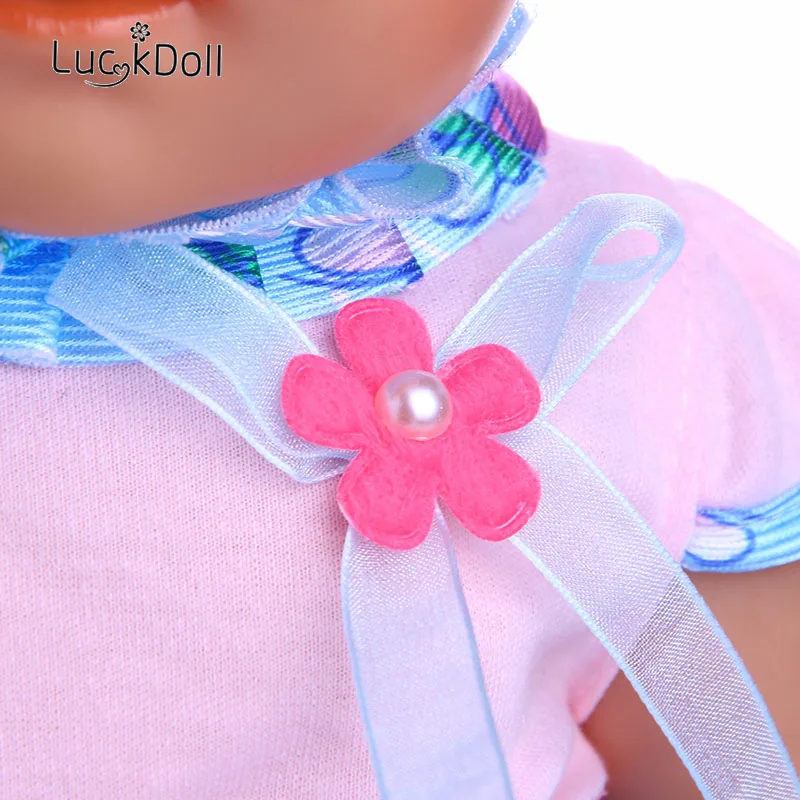 Платье LUCKDOLL с круглым вырезом и коротким рукавом подходит для 18 дюймовых