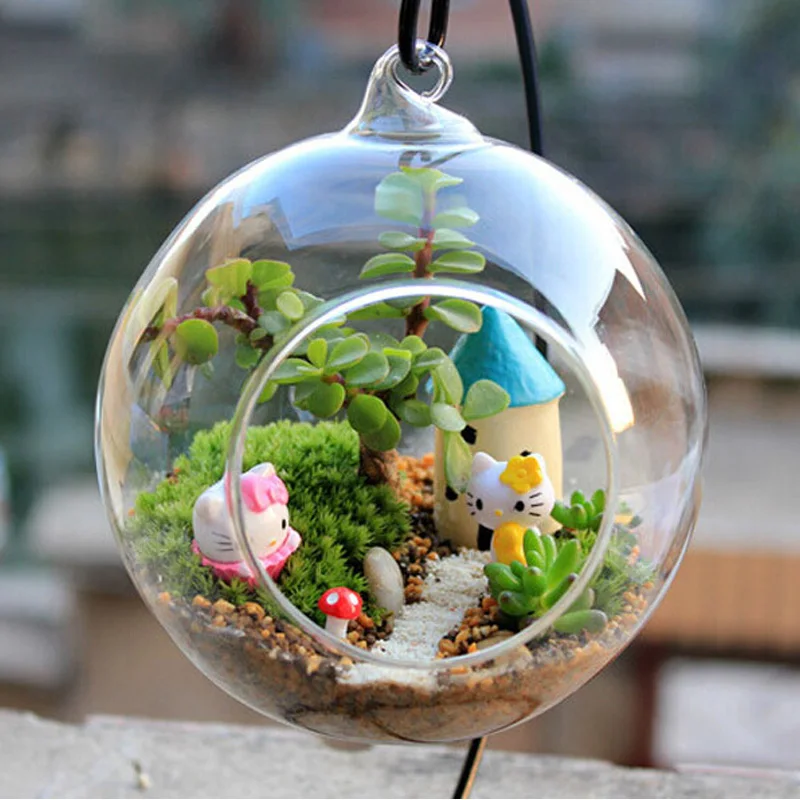 

Terrarium Ball Globe Shape Clear Hanging Glass Vase Flower Plants Container Ornament Micro Landscape DIY Wedding Home Decor