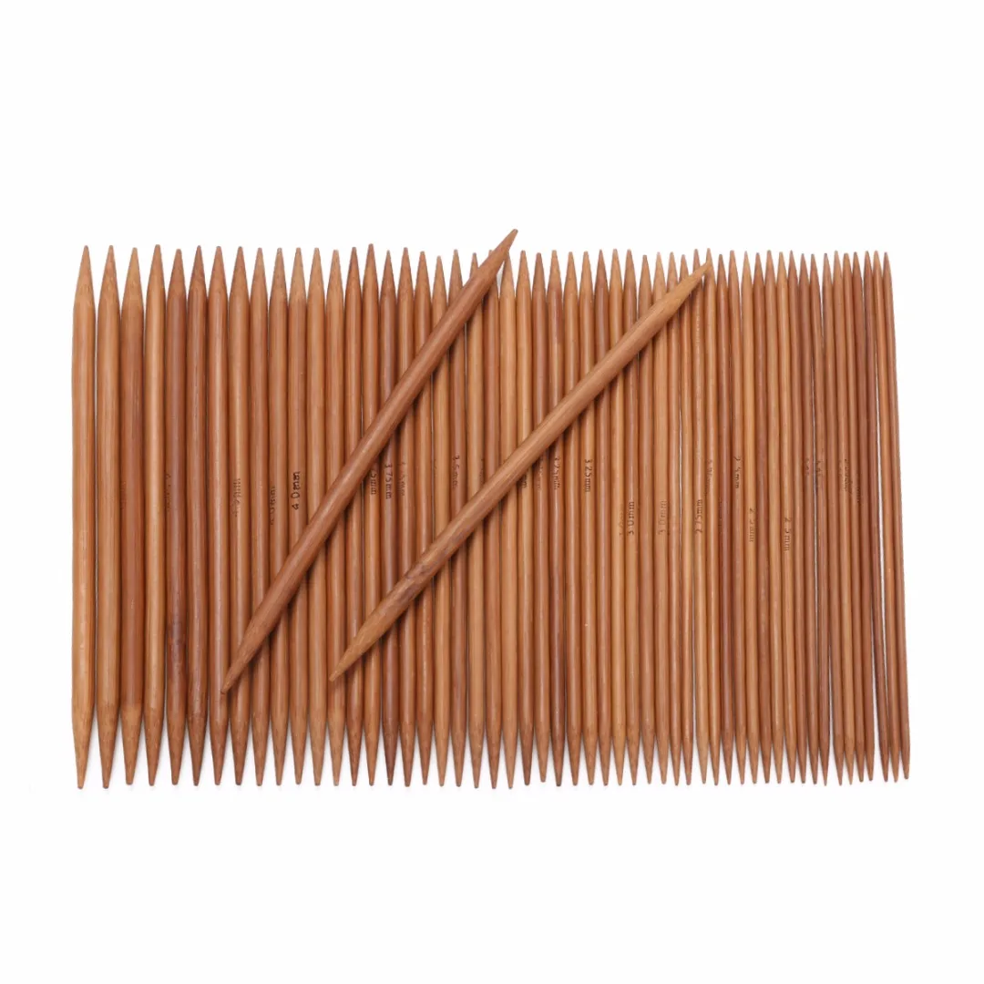 55pcs Double Pointed Knitting Needles 11 Sizes 13cm Carbonized Bamboo Needles Set DIY Sewing Accessories for Weaving Scarf