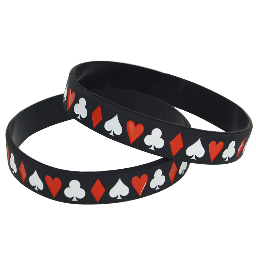 Buy 50pcs/lot Poker Style Silicone Wristband Inkfilled