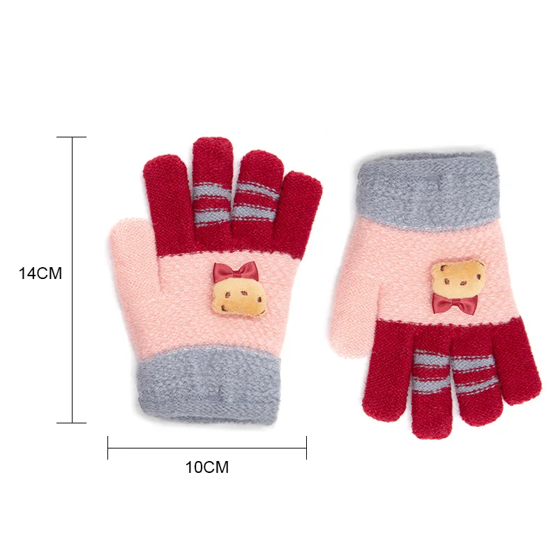 REAKIDS/Новые модные детские перчатки; Зимние перчатки для девочек и мальчиков; милые детские перчатки; Хлопковые вязаные детские теплые перчатки с рисунком