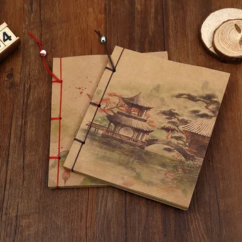 

Handmade Diary Stitching Craft Paper Notebook Planner, House Lotus Notepad Blank Drawing Books Legal Pad