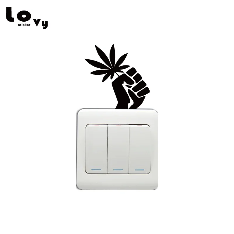 

Holding The Leaves In The Hand Vinyl Switch Sticker Art Design Wall Sticker for Bedroom Home Decor SW0553