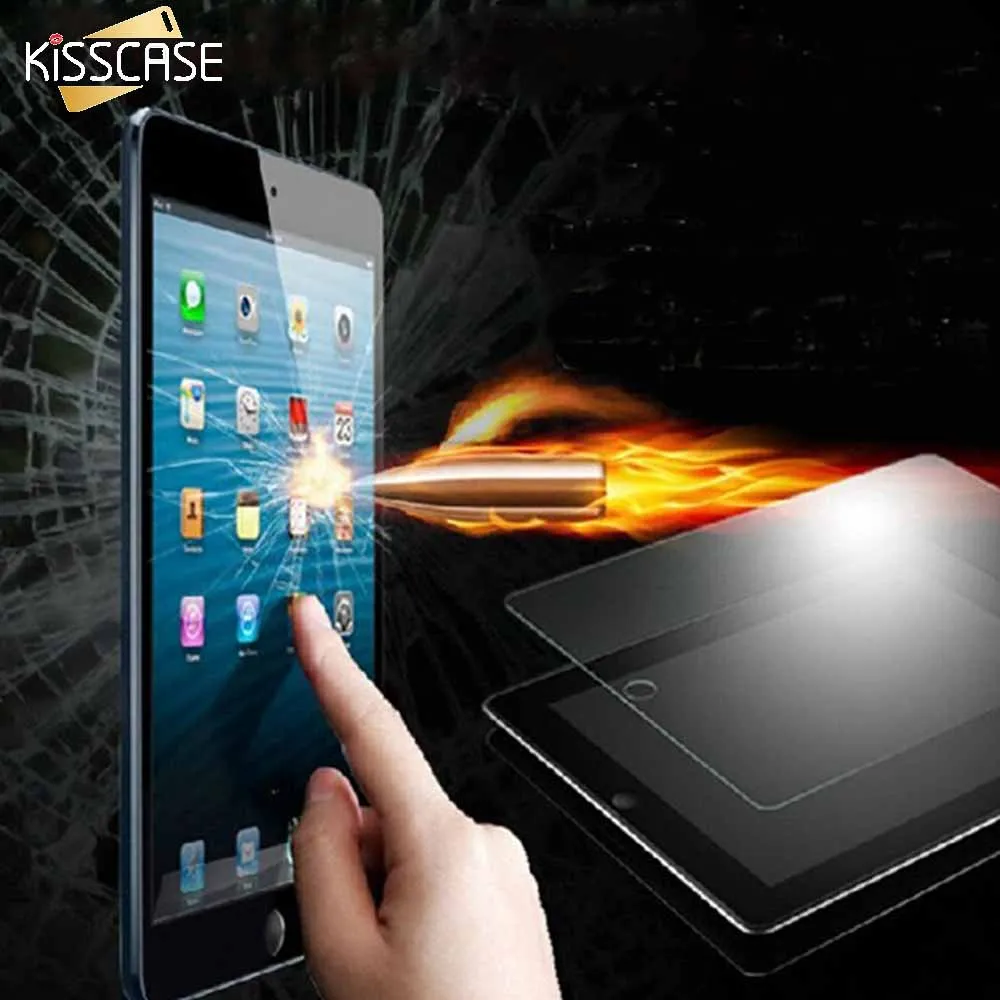 KISSCASE HD Slim tempered Glass Screen Protector For iPad Air For iPad Air 2 Clear Slim Protective Film Hard Cover For iPad 5 6 original homtom ht3 pro package gift tempered glass film protective cover