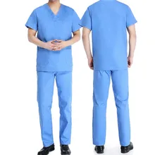 [Набор] мужские с коротким рукавом V образным вырезом хлопок супер удобные медицинские скрабы набор/униформа для кормления