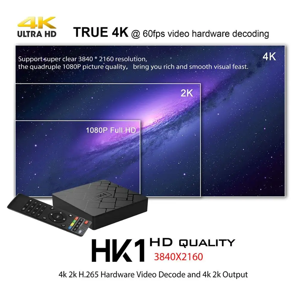 2018 новый завод прямой HK1 tv BOX Smart tv Box Amlogic Android 7,1 2G/16G S905W Wifi tv BOX