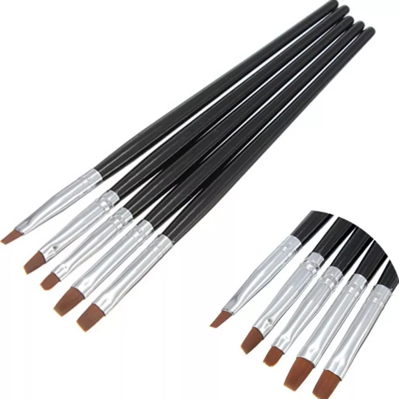 5 шт. набор кисть для дизайна ногтей плоская ручка Рисование Живопись ...