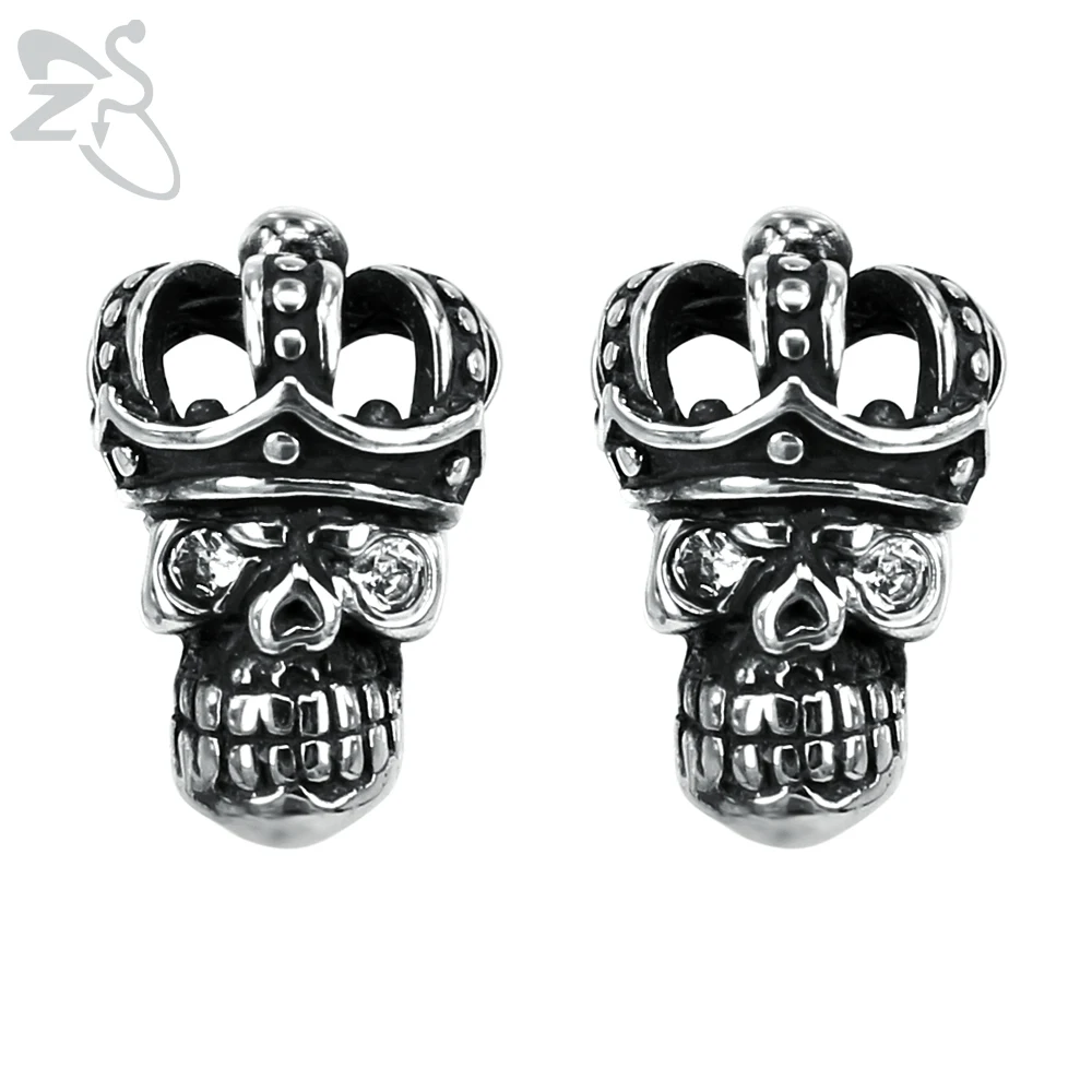 Панк нержавеющая сталь Скелет Серьги гвоздики мужские Уникальные войны череп головы серьги-гвоздики для мужчин модные украшения для ушного пирсинга