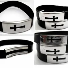 50 шт. крест Браслеты из нержавеющей стали силиконовый браслет Напульсники Для мужчин Для женщин модные ювелирные изделия религиозной тематики
