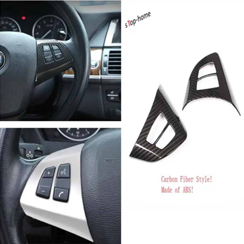 

Yimaautotrims Wheel Multifunction Button Cover Trims Fit For BMW X5 E70 2009 - 2013 Interior Steering Matt / Carbon Fiber ABS