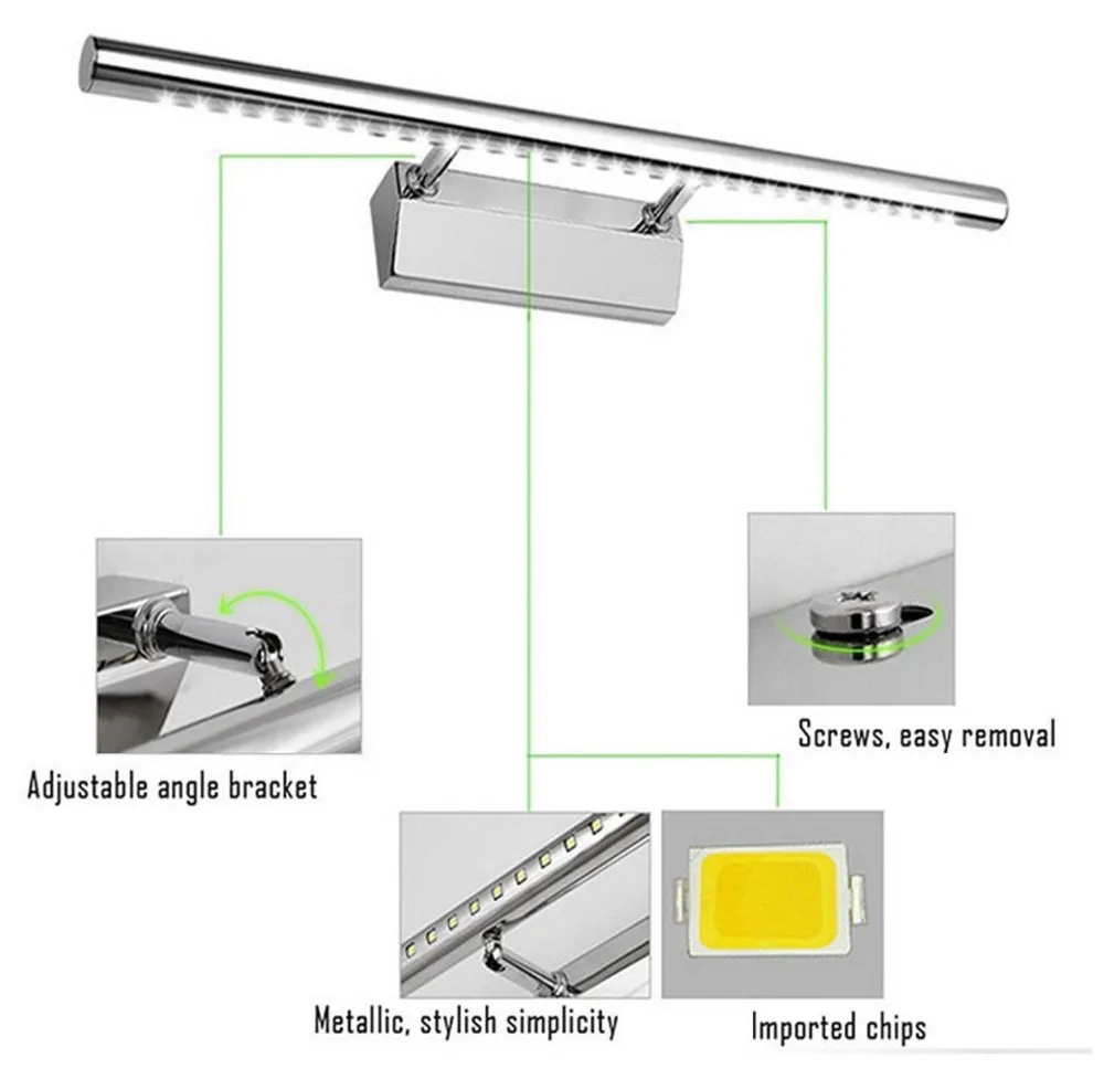 ANTINIYA современное светодиодное освещение зеркала в ванной передний макияж светильник ing настенный светильник из нержавеющей стали 90-260 В