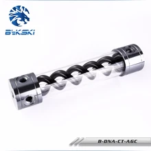 BYKSKI 260MM X 50MM Aluminum + Acrylic Black T-Virus Cylindrical Water-Cooled Double Helix Tank Water Reservoirs with LED Light