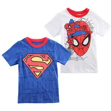 Новая хлопковая футболка с короткими рукавами и изображением Человека-паука для маленьких мальчиков 2-7 лет
