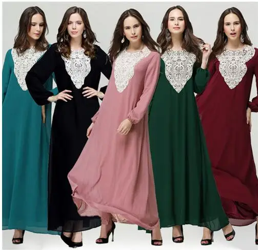 Мусульманин Абая Исламской Одежды Для Женщин-Мусульманок, M, L С Длинным Рукавом Макси Платье Женщины Bodycon Мусульманское Платье