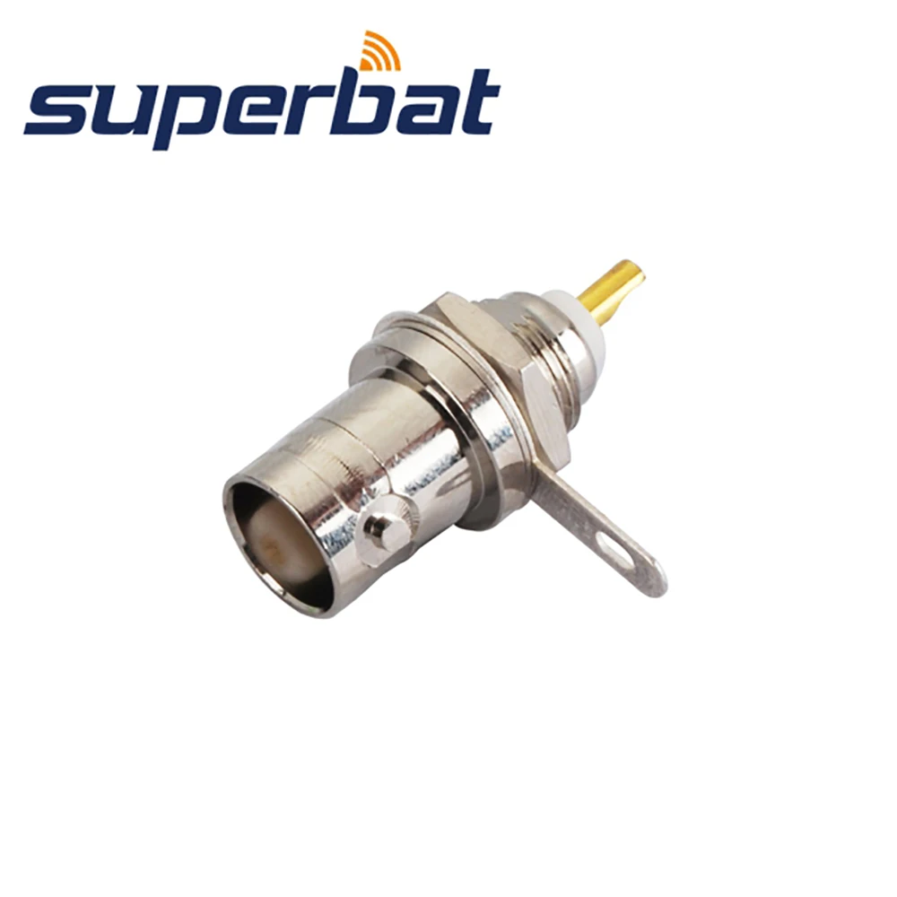 Superbat-mampara de montaje frontal BNC, conector Coaxial RF con taza de soldadura, 10 Uds.