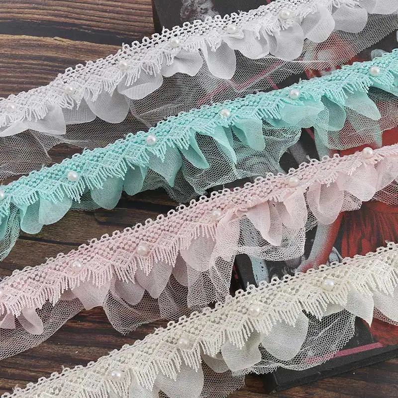 

2019 new double beaded lace decorative lace fabric applique trimming sewing curtains lace decoration home