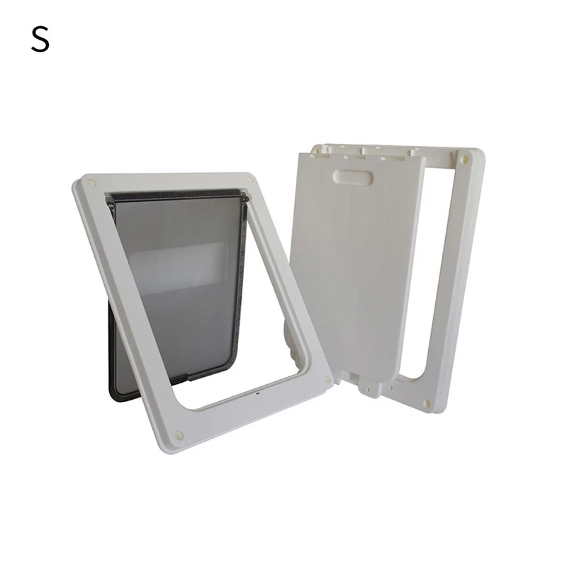 Auto Lockable Dog Door Pet Gates Door Transparent Flap Dog Door Easy Install Crates Dog Small Pet Tunnel ABS Plastic - Цвет: White  S