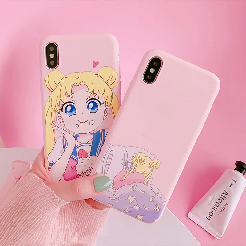 

Cute Sailor Moon Phone Case For iphone XS Max XR X Case For iphone 6 6s 7 8 plus Cover Fashion Cartoon Painting Soft Cases Funda