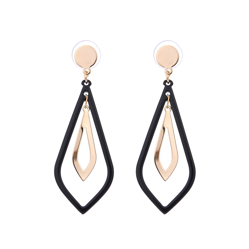 EUEAVAN 5 Pairs Double Rhombus Long Drop Dangle Earrings Geometric Jewelry For Women Trendy Bohemian Black Golden/Rhodium Color | Украшения