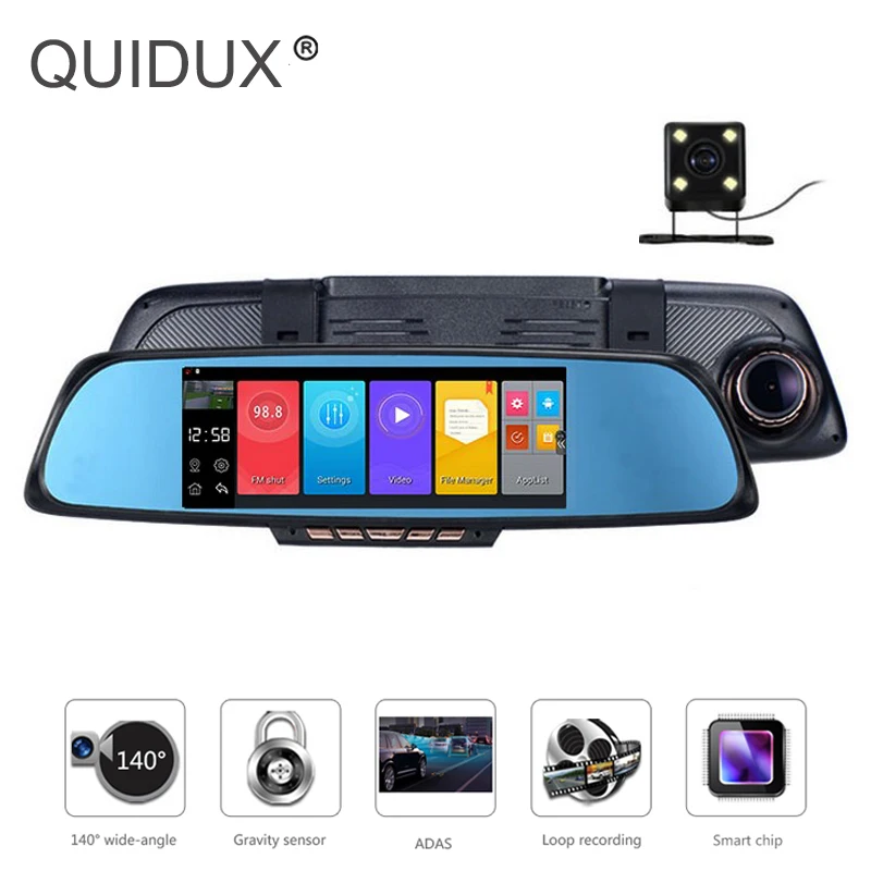 QUIDUX X7 6 86 &quotАвтомобильное Зеркало DVR 1080P WiFi Dashcam двойной объектив Android зеркало