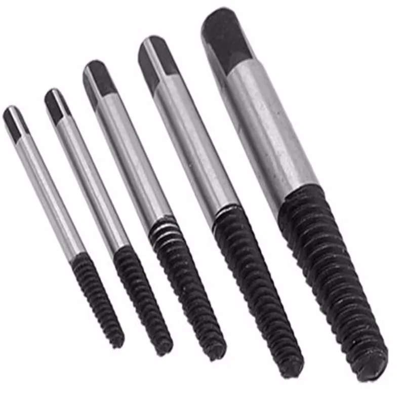 5 Screw Extractor Set Drill Bits Easy Out Guide Broken Damag Screws Bolt Remover
