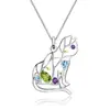 Collier pendentif de BALLET en argent Sterling 925, collier avec pendentif chat, fait à la main, en topaze d'améthyste naturelle, bijoux pour femmes ► Photo 2/6