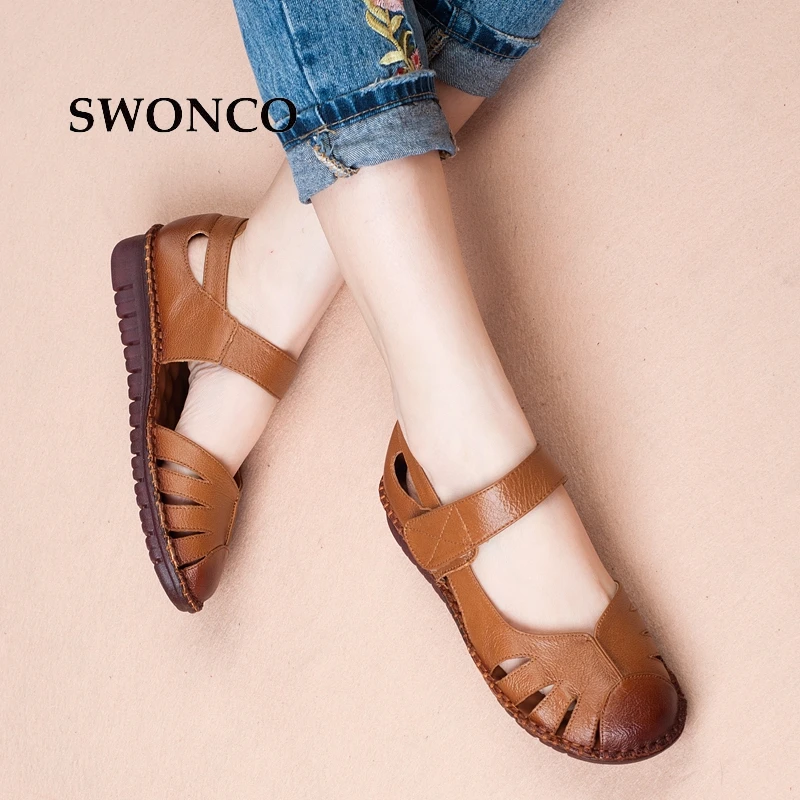 SWONCO/женские босоножки в винтажном стиле женская обувь ручной работы из