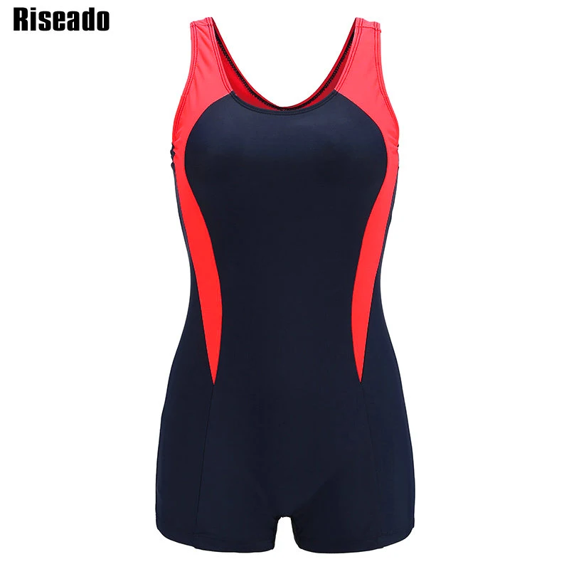 Riseado New One Piece Swimsuit 2019 Sport Swimwear Women Patchwork Women Swimsuits Competitive Racer Back Boyleg Bathing Suits