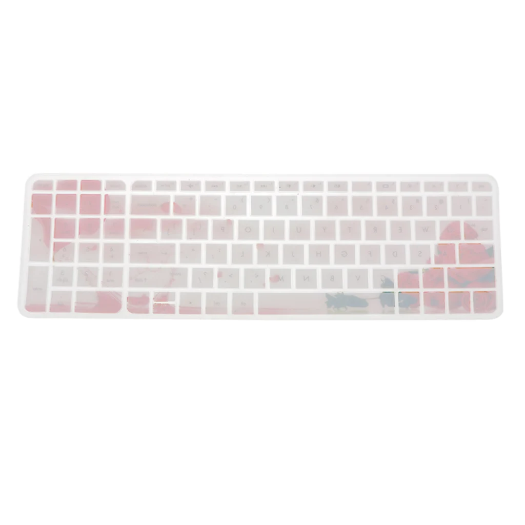Силиконовая клавиатура, защитная пленка, пленочная клавиатура, протектор, белый с розовой розой, узор для hp Pavilion 15-ab 15 дюймов, ноутбук
