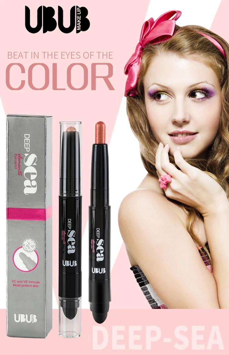 UBUB Double Head Eyeshadow Pencil Shimmer Luminous Earth Color Long Lasting Glitter Eye Shadow Palette Eyeshadows Korean Makeup (1)