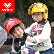 2017 verão novo crianças metade do rosto da motocicleta capacete yohe criança bicicleta elétrica capacetes feitos de ABS e PC lente viseira YH859S