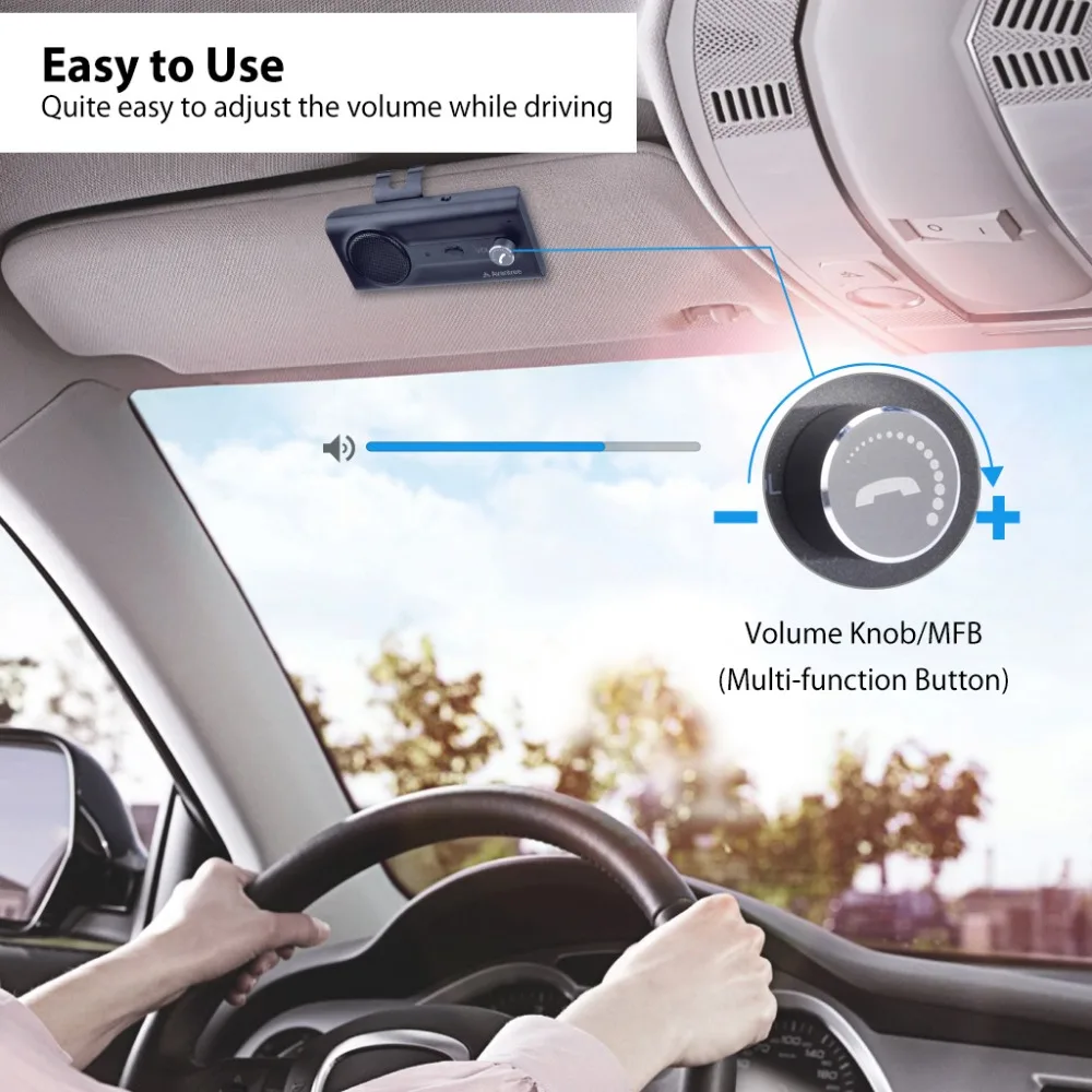 Avantree CK11 Hands Free Bluetooth для сотового телефона автомобильный комплект, Громкая громкая связь, Поддержка Siri Google Assistant, автоматическое включение, управление потоком