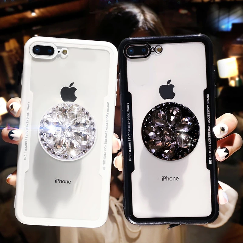 

Cute 3D Diamond drill flower ring soft case for iphone 5 S 6 7 S plus X XR XS MAX cover for Samsung galaxy S7edge S8 S9 Note 8 9
