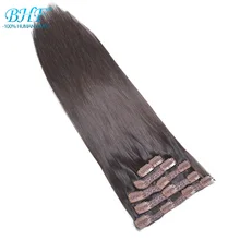 Bhf человеческие волосы для наращивания на заколках, сделанные в машине, Remy, перуанские натуральные прямые волосы для наращивания на заколках