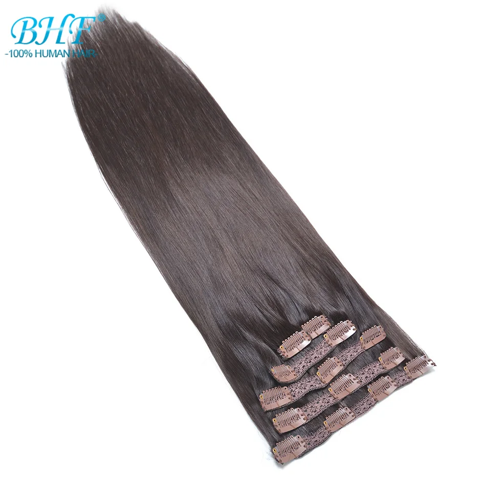 

BHF Clip In Human Hair Extensions Machine Made Remy 100% Peruvian Natural Straight Hair Extension Clip