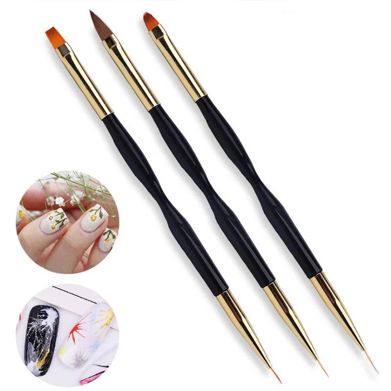 Pandahall 3pcs/lot Nail Art Brush 4 styles Acrylic Drawing Painting Nail Art Brush Set Holder Beauty Mannicure tool