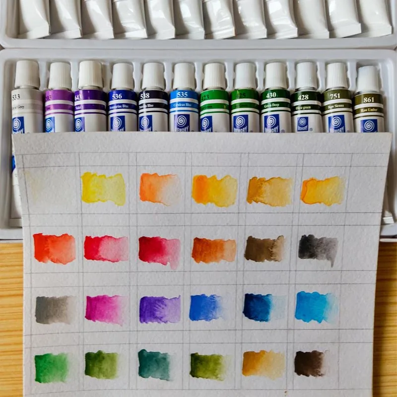 Billige 24 farben 12ml Kunst Aquarell Farben Set Rohr Professionelle Wasser Farbe Malen für Stoff Zeichnung Künstler pigment kunst liefert