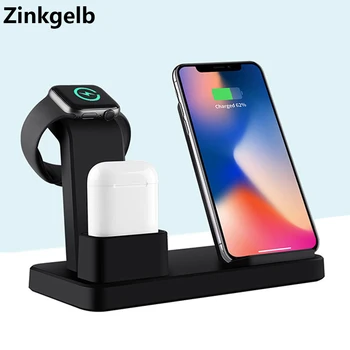 

Wireless Phone Charger for iPhone XS Max XR 8 Plus 3 in 1 10W Qi Fast Charging Phone Holer for AirPods 1 2 for Apple Watch 4 3 2