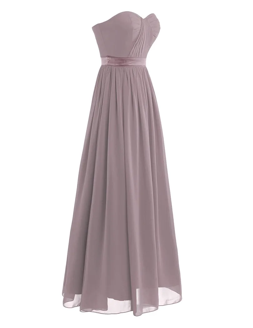 Dusty Rose Pleated A Line Long Bridesmaid Dress