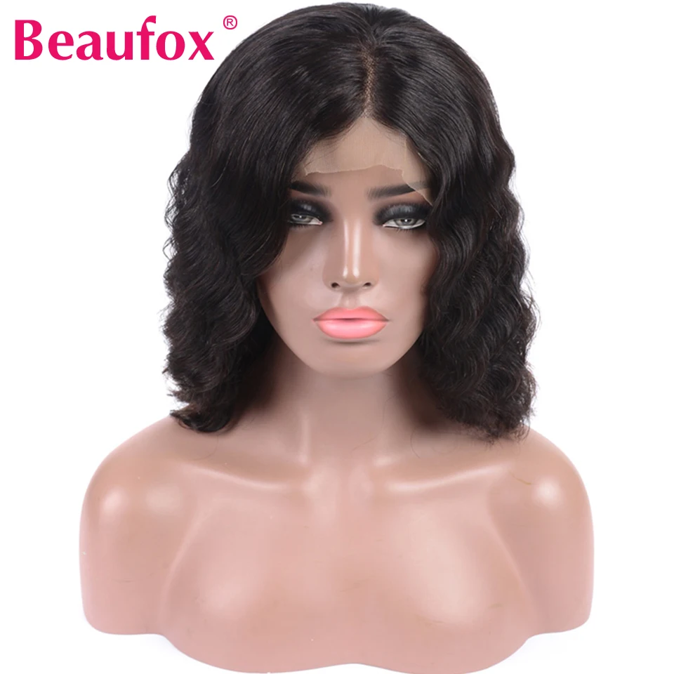 Beaufox Bob Wig Short Lace Front Human Hair Wigs Wavy Wig Pre Plucked Natural Hairline 150% Indian Remy Hair Lace Front Wig Bob (5)