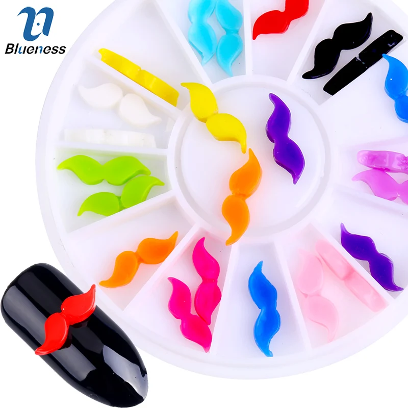 

Blueness 1Wheel 12Colors 3D Nails Art Decorations Supplies Manicure DIY UV Gel Polish Acrylic Beard Design Rhinestones Stickers
