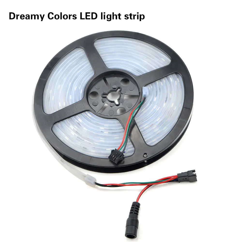 Светильник Ambi, Светодиодная лента, светильник WS AC220V DC12V 5 м 5050 RGB Dream color, неоновый светодиодный гибкий светодиодный диодный ленточный диодный светильник с RF IC контроллером