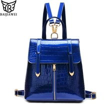 BAIJIAWEI Аллигатор Зерна Дизайн Кожа PU Рюкзак Женщины Школьные Сумки Для Девочек Женщин Туристические Рюкзаки Дамы Сумка