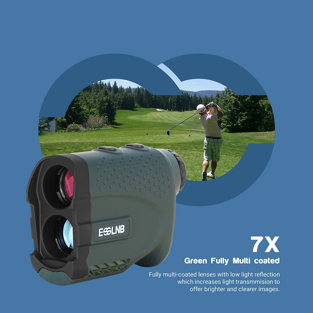 Golf Range Finders with Slop Flag-Lock Pulse Vibration Scanning Horizontal Distance Height Speed Angle Measurement 600 Meters 7X