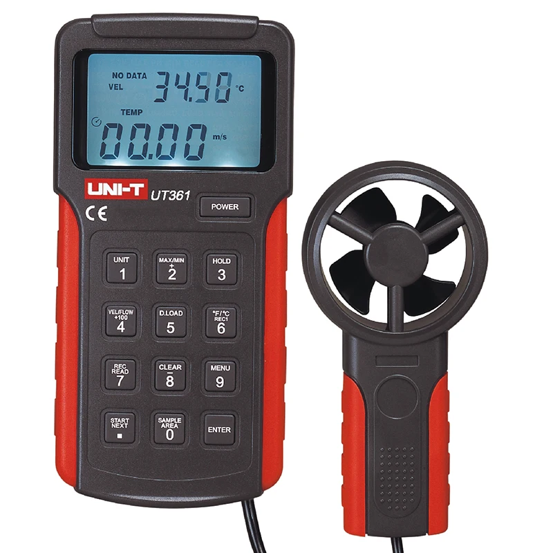 

UNI-T UT361 Anemometer wind speed temperature tester UT361 Digital Tachometer LCD Backlight Data Hold
